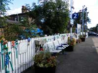 Knitted decorations at Nunthorpe Station