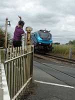 Waving at Howsham Crossing