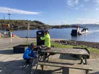 Early party waiting for ferry at Tarbert