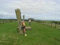 Fiona at some standing stones. The original title to this referred to old relics.. The other relics had exited stage left just in time!